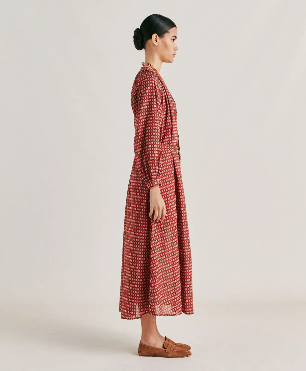 Donne Momonì Vestiti-Vestito Goa In Voile'Di Cotone Stampato - Rosso