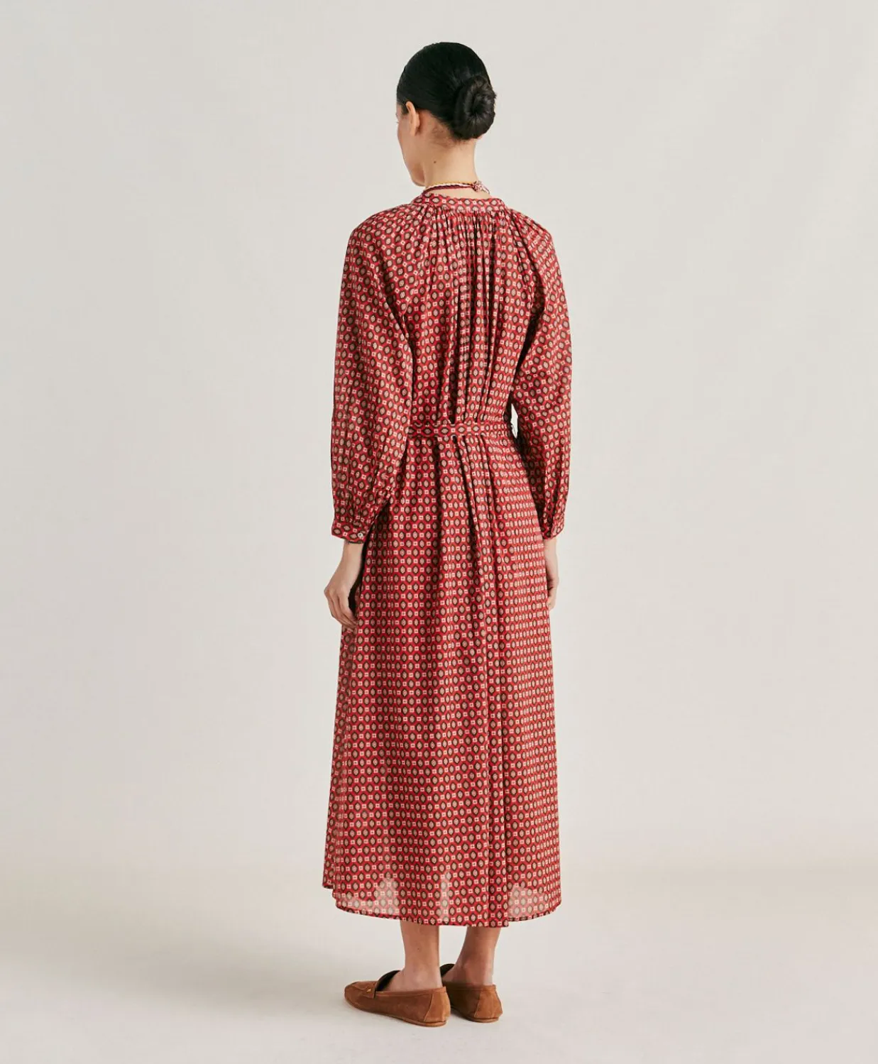 Donne Momonì Vestiti-Vestito Goa In Voile'Di Cotone Stampato - Rosso