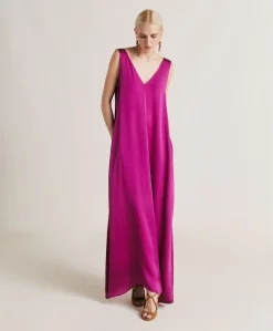 Donne Momonì Vestiti-Vestito Helena In Seta Unita - Ciclamino