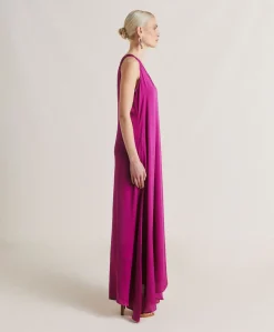 Donne Momonì Vestiti-Vestito Helena In Seta Unita - Ciclamino