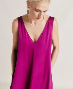 Donne Momonì Vestiti-Vestito Helena In Seta Unita - Ciclamino