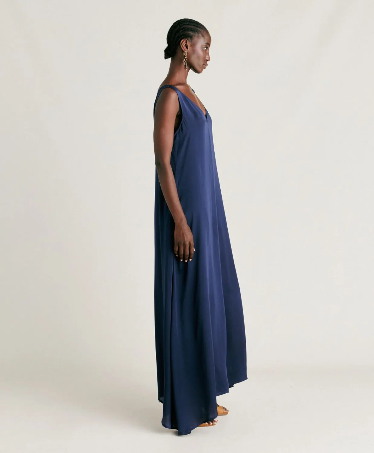 Donne Momonì Vestiti-Vestito Helena In Seta Unita - Blu Notte