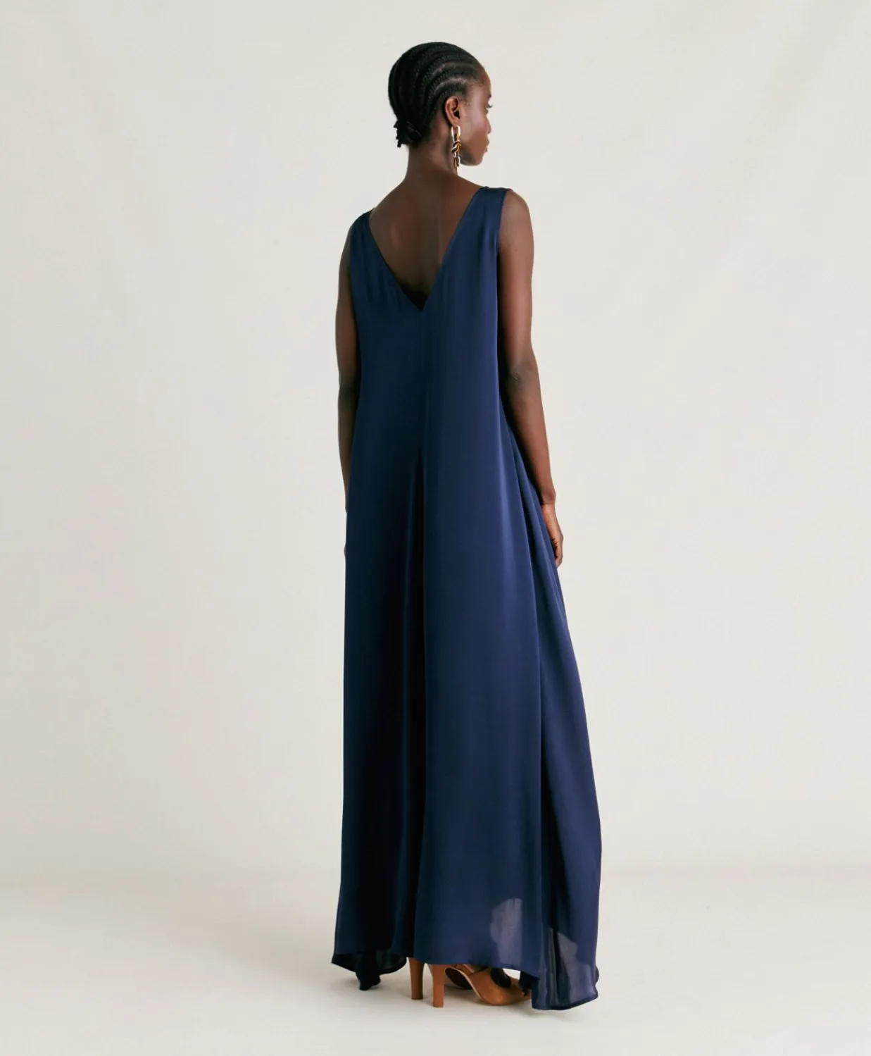 Donne Momonì Vestiti-Vestito Helena In Seta Unita - Blu Notte