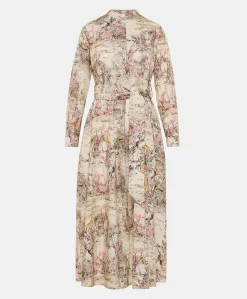 Donne Momonì Vestiti-Vestito Lorina In Popeline - Crema Multicolor