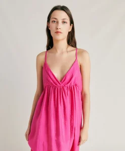 Donne Momonì Vestiti-Vestito Marisol In Cupro Jacquard - Fucsia