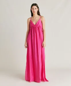 Donne Momonì Vestiti-Vestito Marisol In Cupro Jacquard - Fucsia