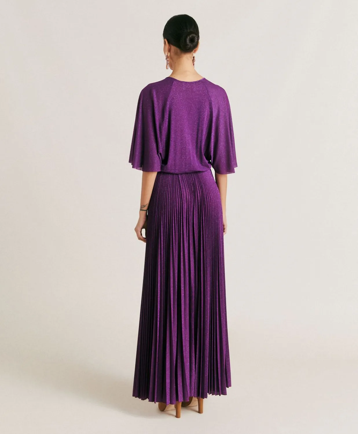 Donne Momonì Vestiti-Vestito Paradisu In Jersey Lurex - Ciclamino