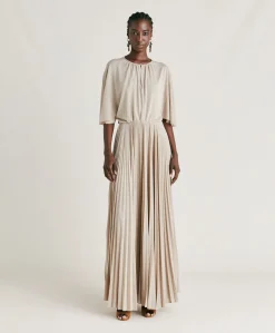 Donne Momonì Vestiti-Vestito Paradisu In Jersey Lurex - Sabbia
