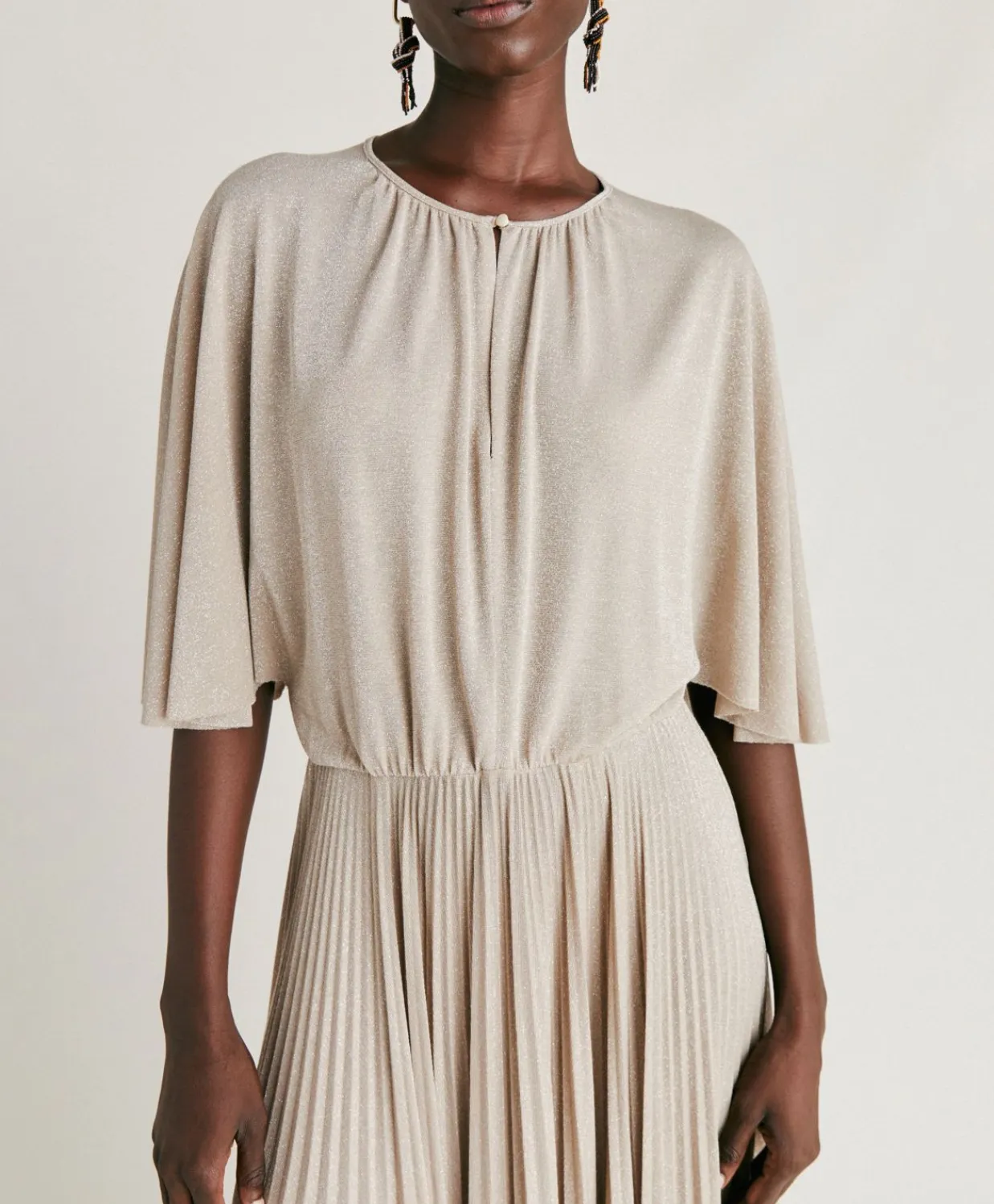 Donne Momonì Vestiti-Vestito Paradisu In Jersey Lurex - Sabbia