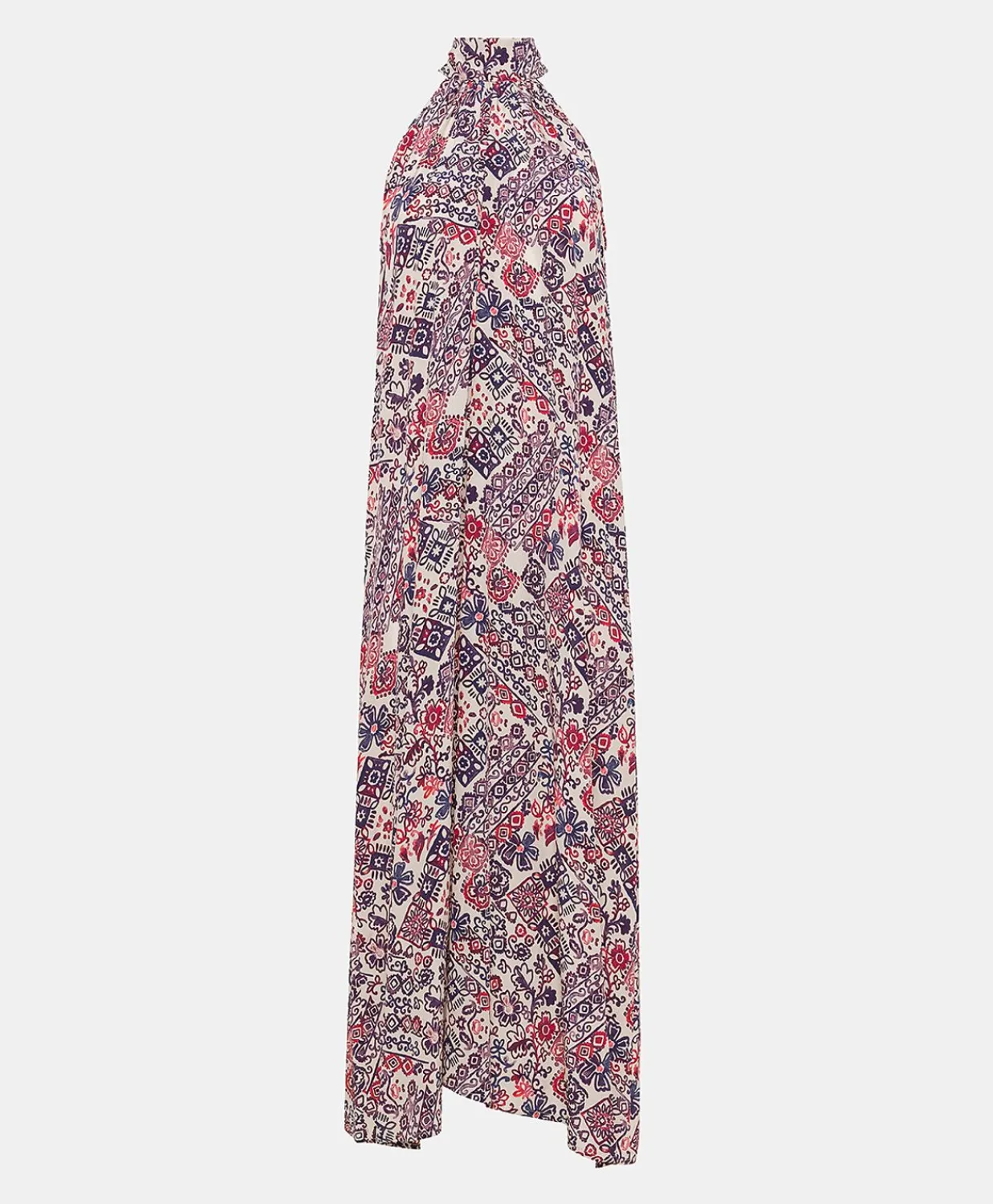 Donne Momonì Vestiti-Vestito Sabina In Crepe De Chine - Panna/Violaceo