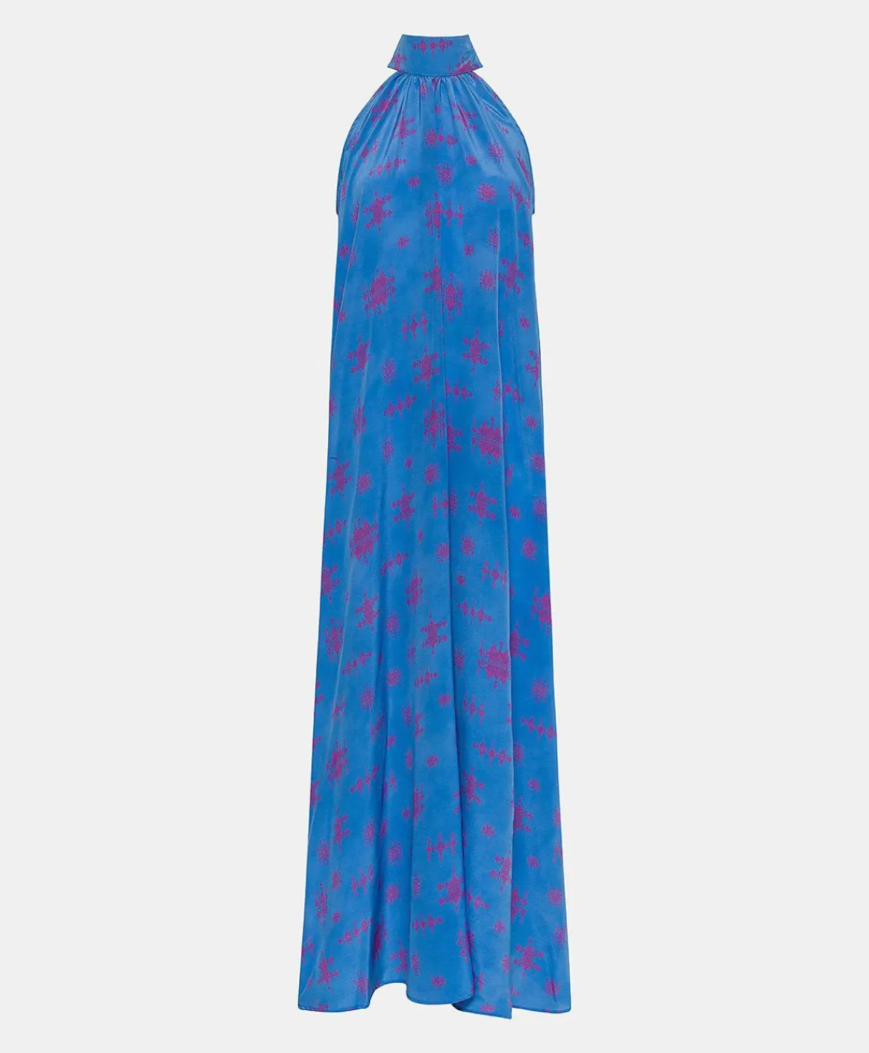 Donne Momonì Vestiti-Vestito Sabina In Crepe De Chine - Bluette/Fucsia
