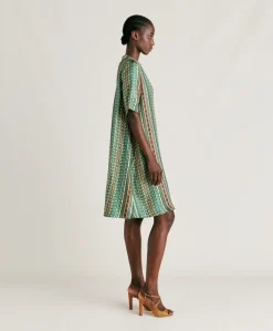 Donne Momonì Vestiti-Vestito Sarraina In Twill Di Seta - Verde/Multicolor