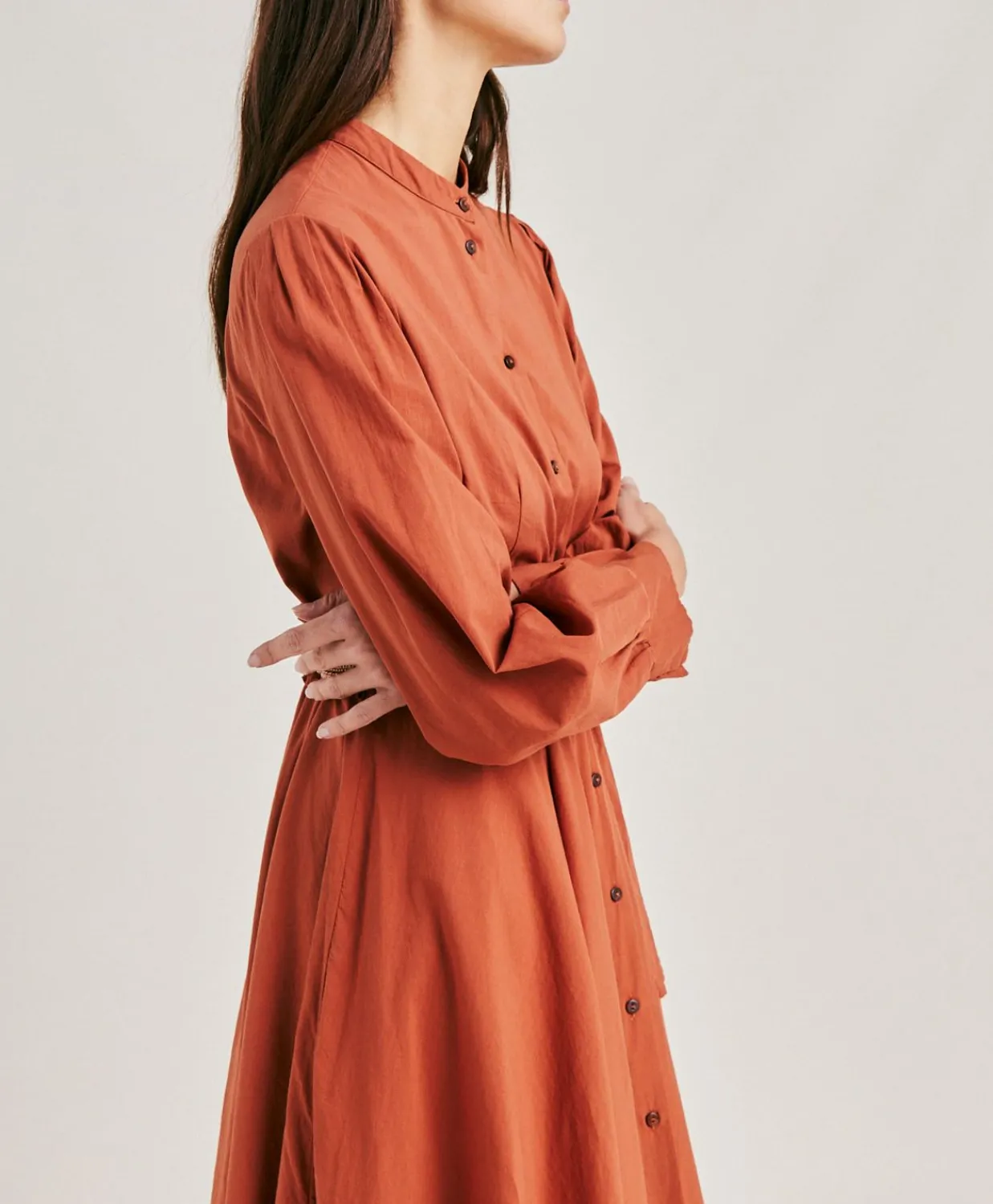 Donne Momonì Vestiti-Vestito Sinzias Con Voile Di Cotone - Coccio
